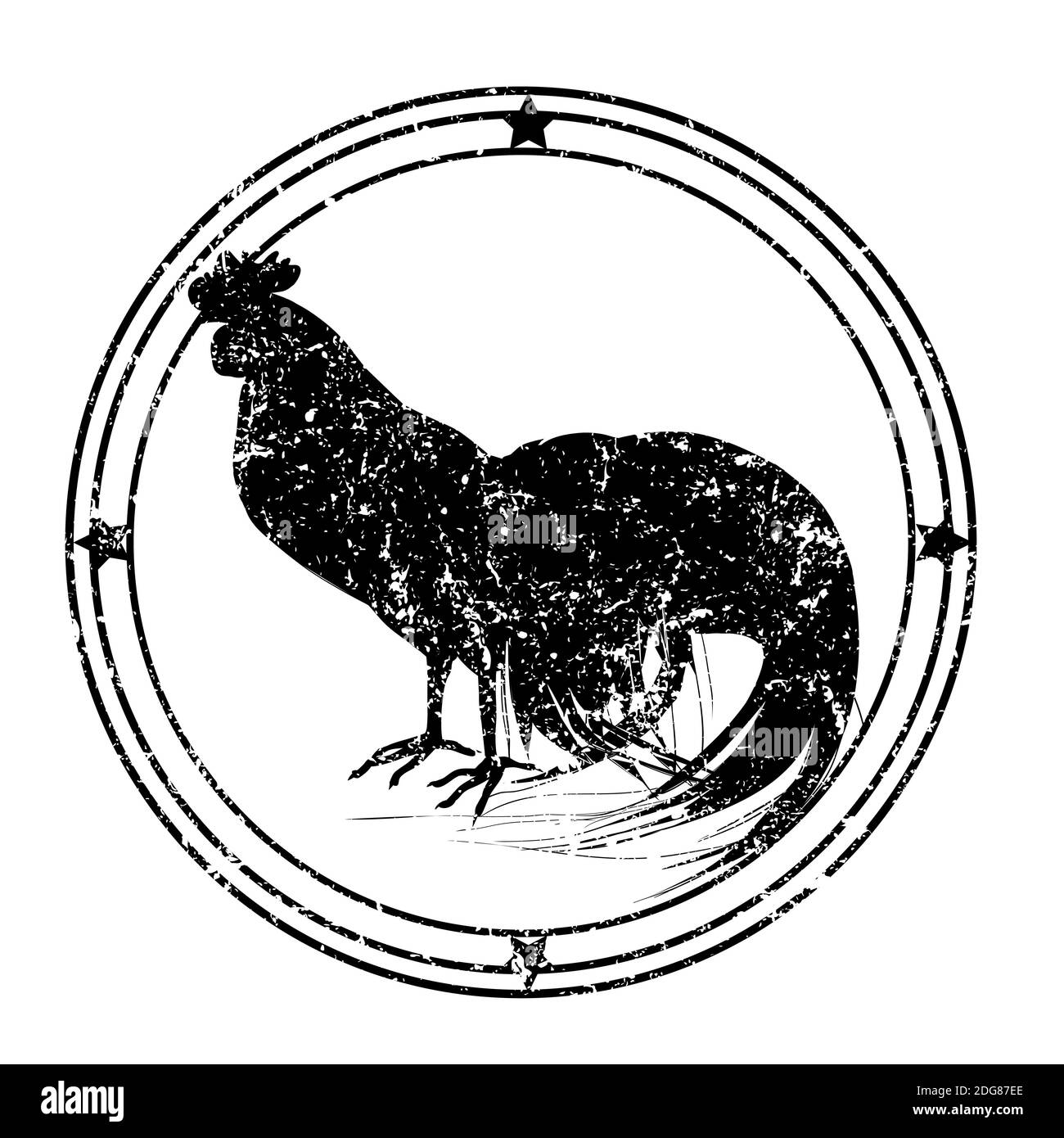 Long tail rooster stamp Stock Photo