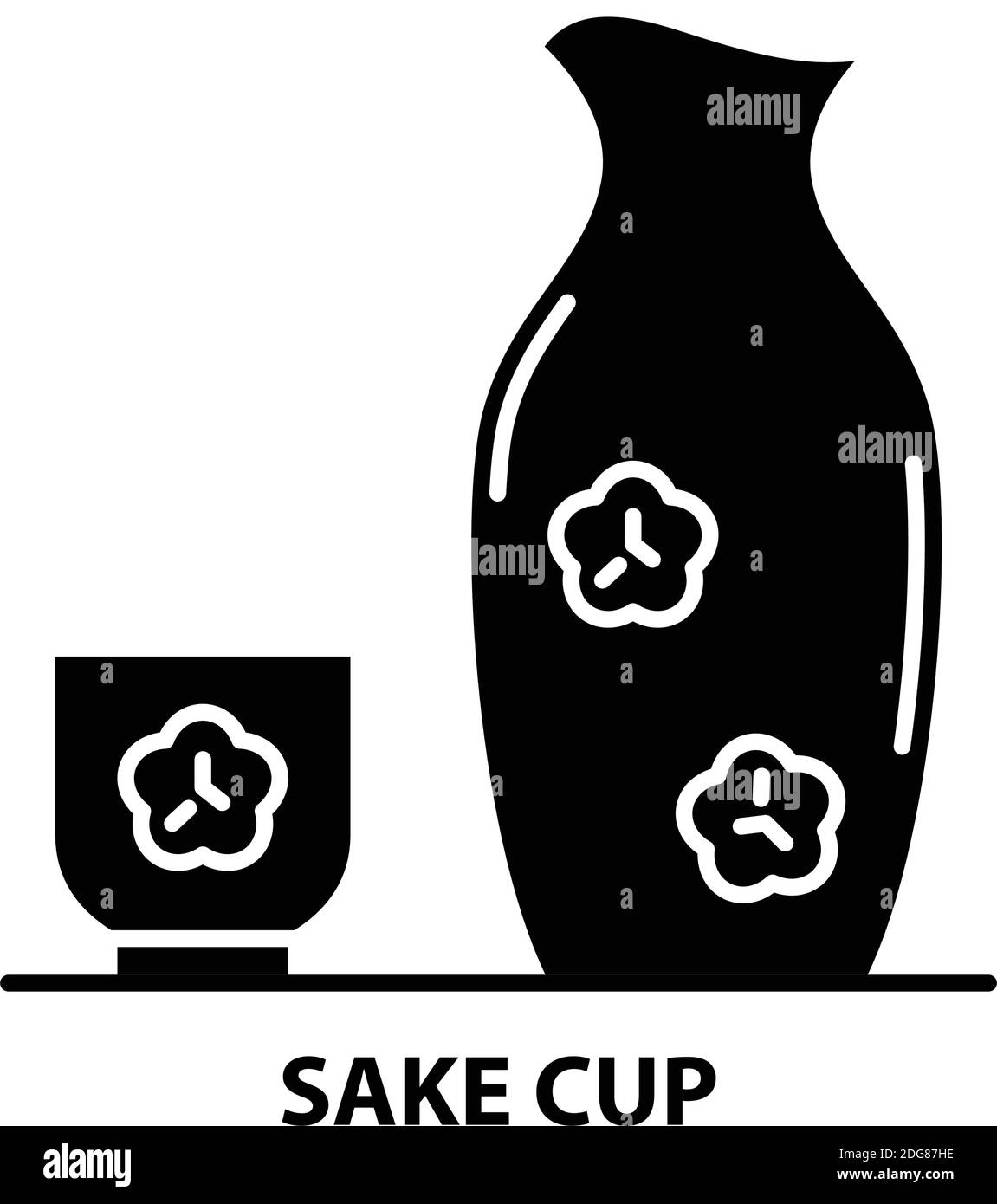 sake cup icon, black vector sign with editable strokes, concept