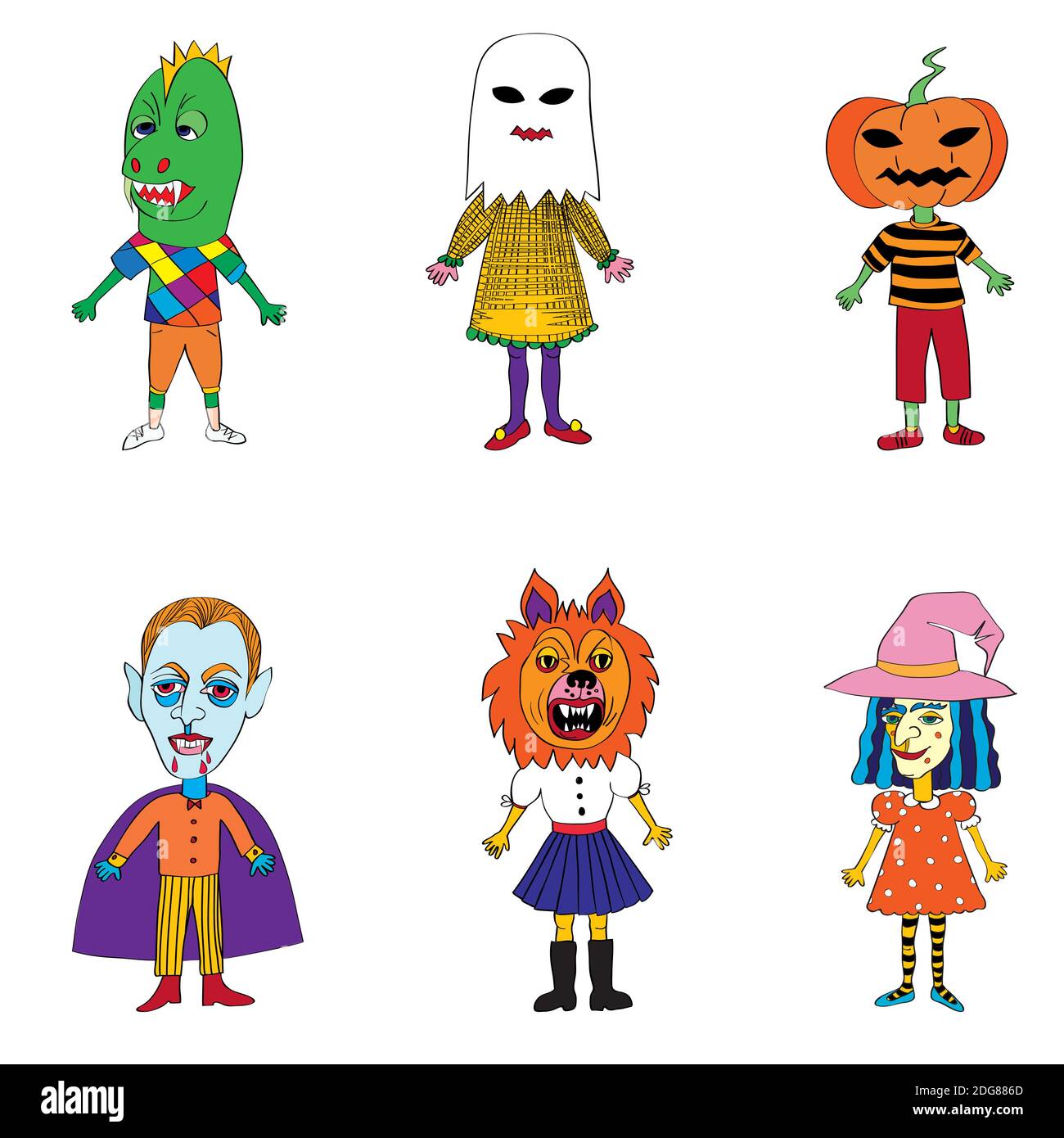 Helloween costumes drawings Stock Photo