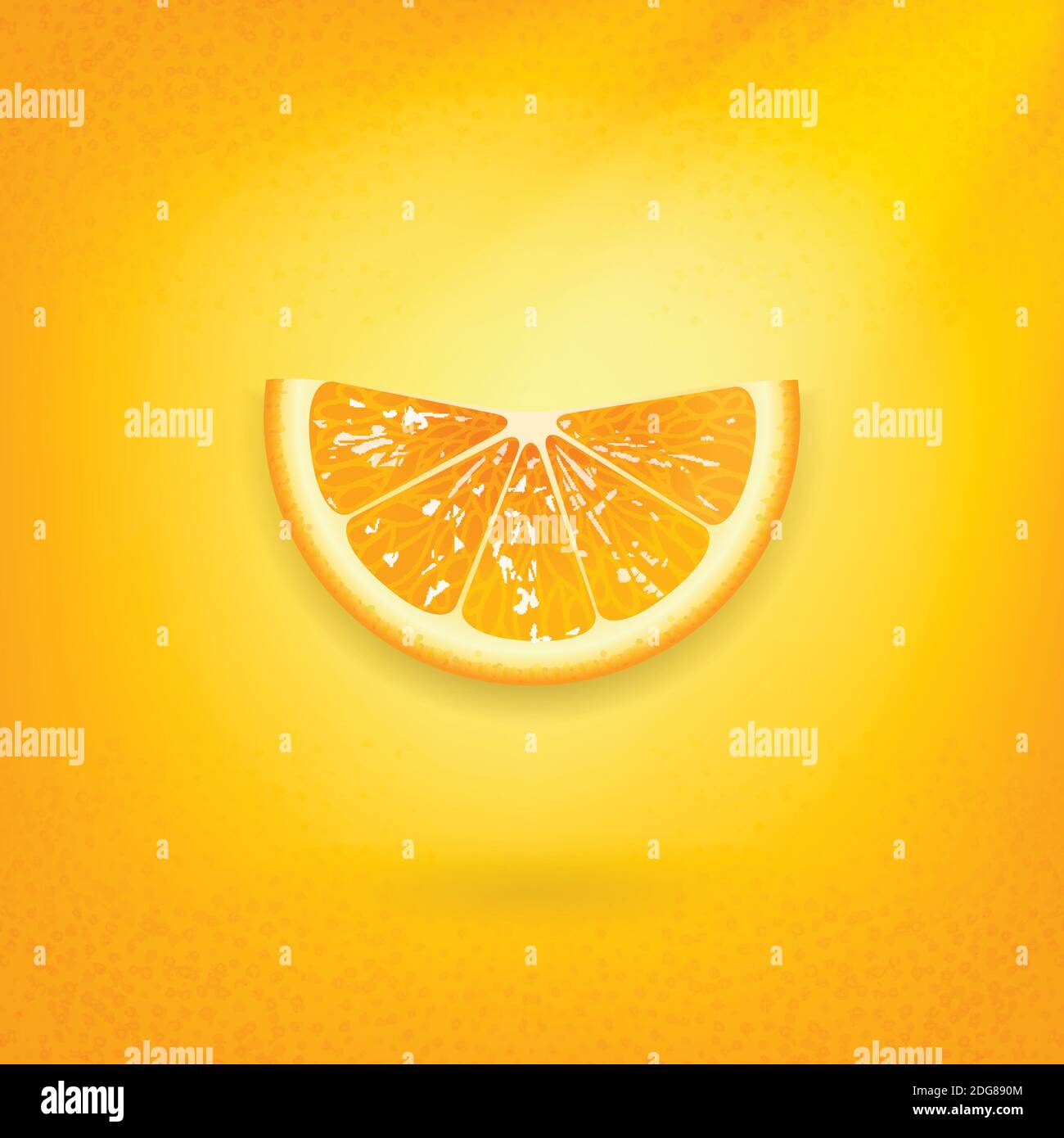 juicy orange slice on an orange background Stock Vector
