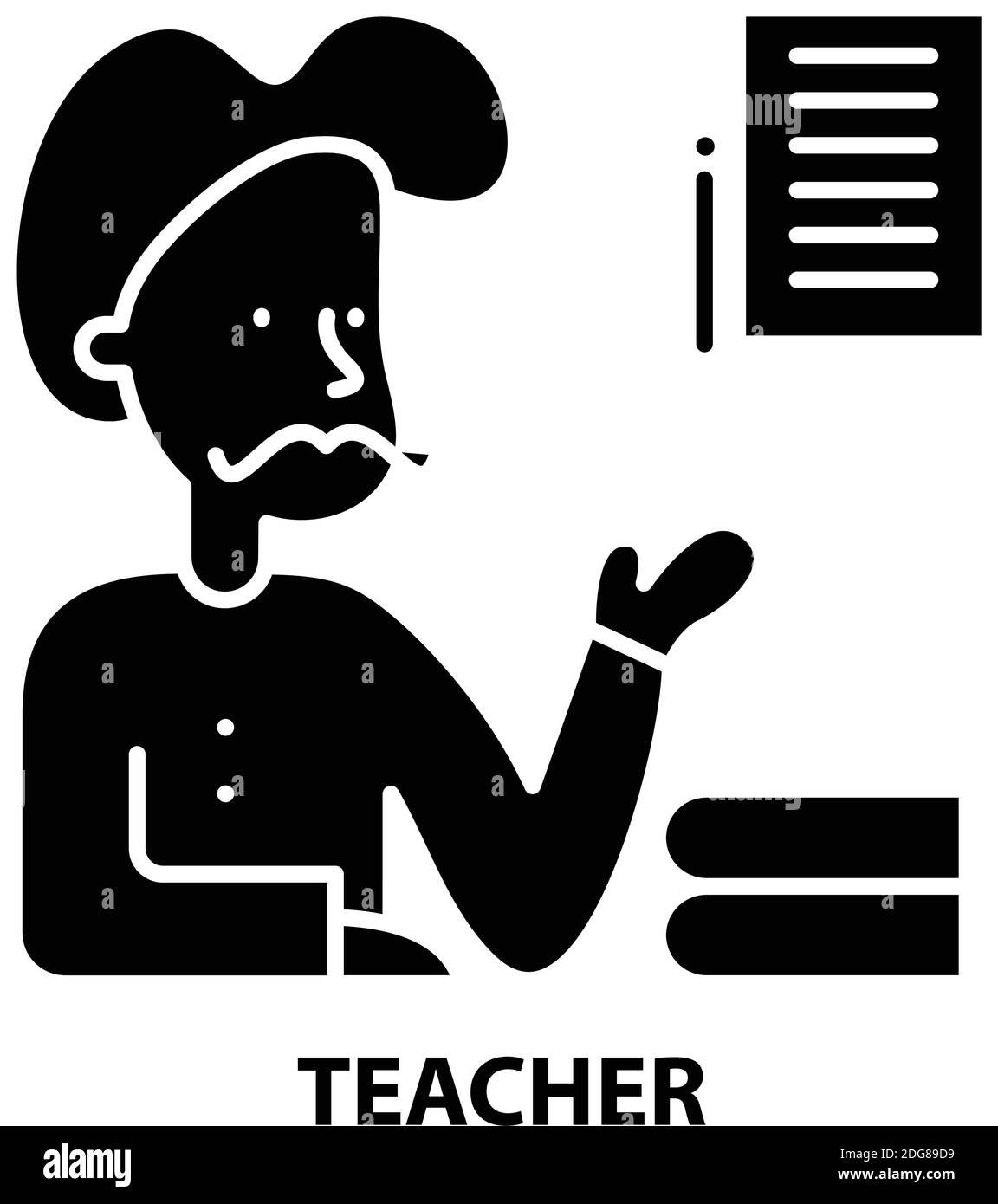 teacher icon, black vector sign with editable strokes, concept illustration Stock Vector