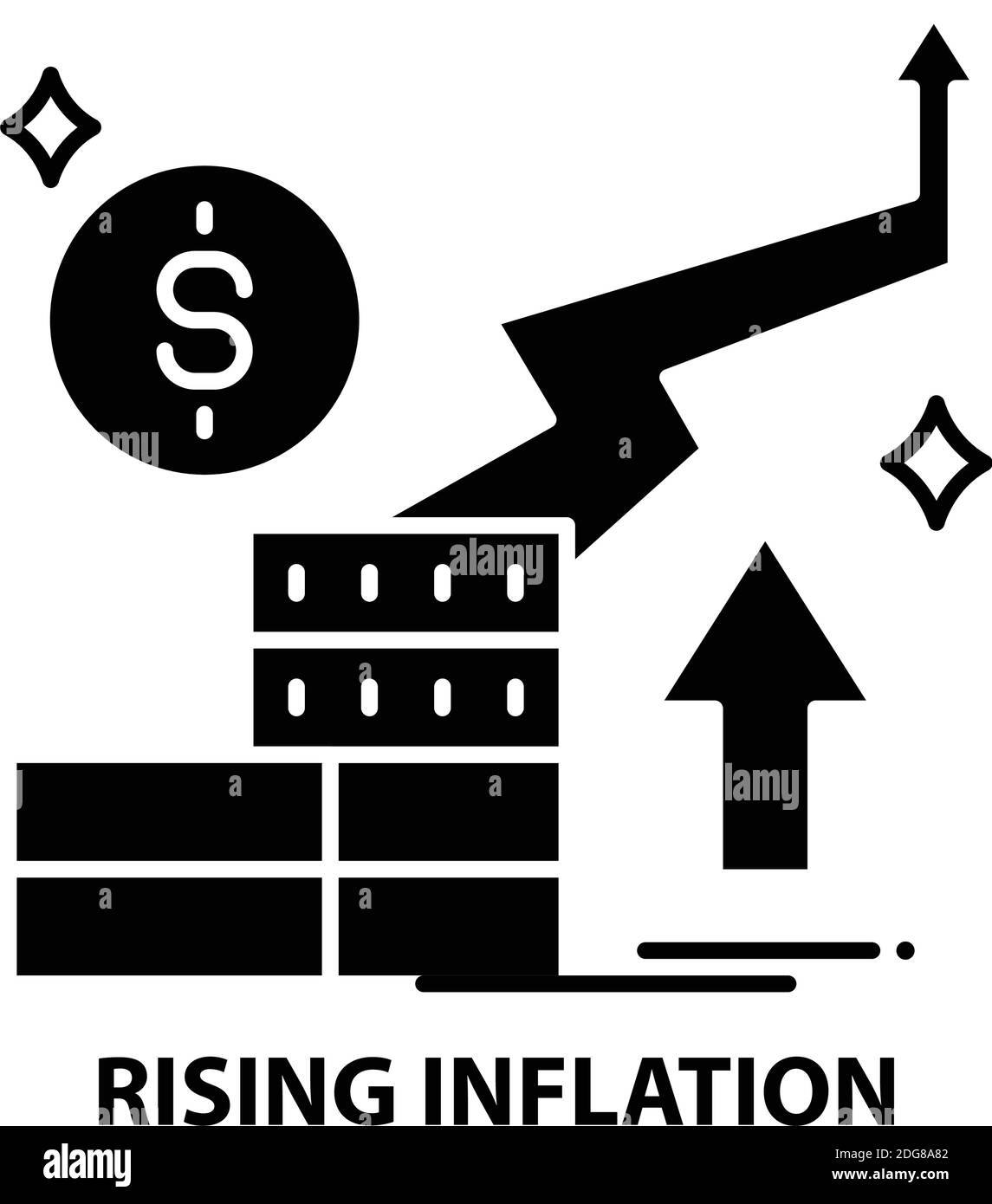 rising inflation icon, black vector sign with editable strokes, concept illustration Stock Vector