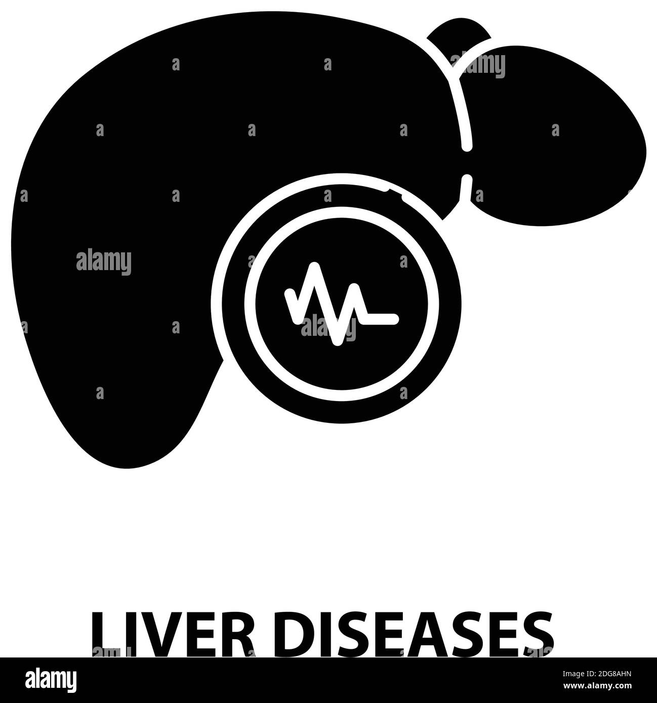 liver diseases icon, black vector sign with editable strokes, concept illustration Stock Vector