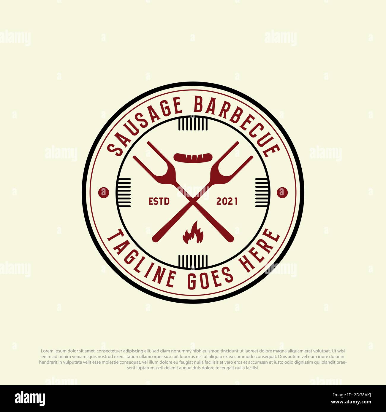 Sausage barbeque vintage logo Premium Vector, best for fast food company logo template Stock Vector