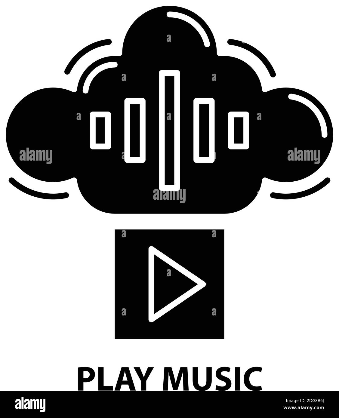 play music icon, black vector sign with editable strokes, concept