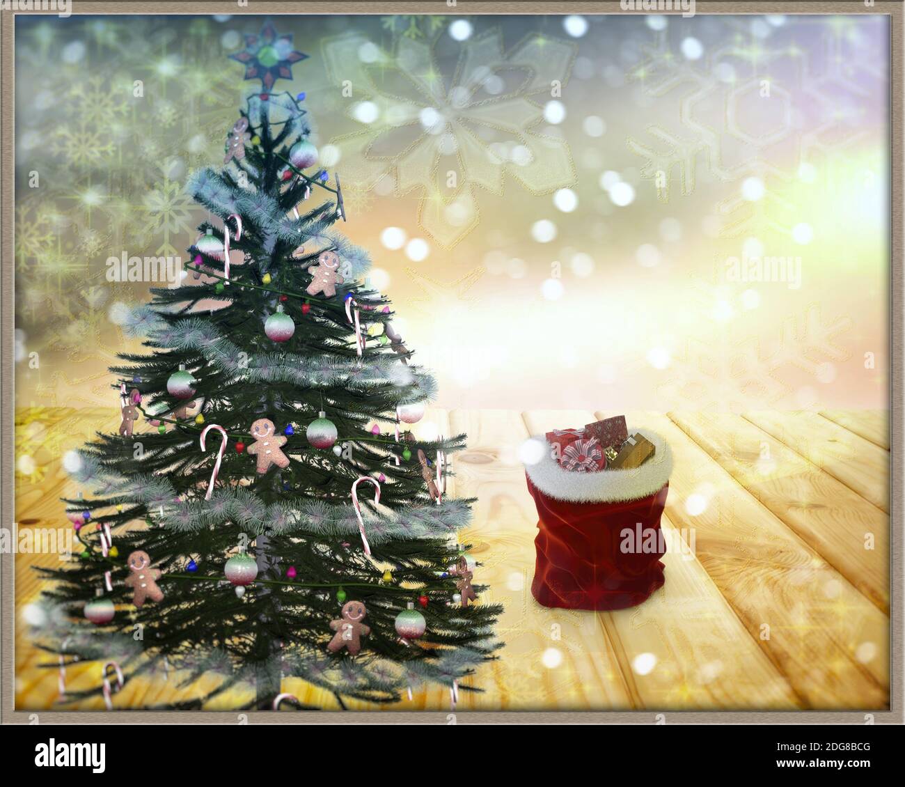 Christmas and New year decoration for the holiday. 3D rendering. Stock Photo