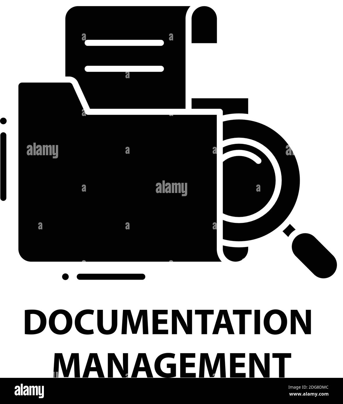 documentation management icon, black vector sign with editable strokes, concept illustration Stock Vector