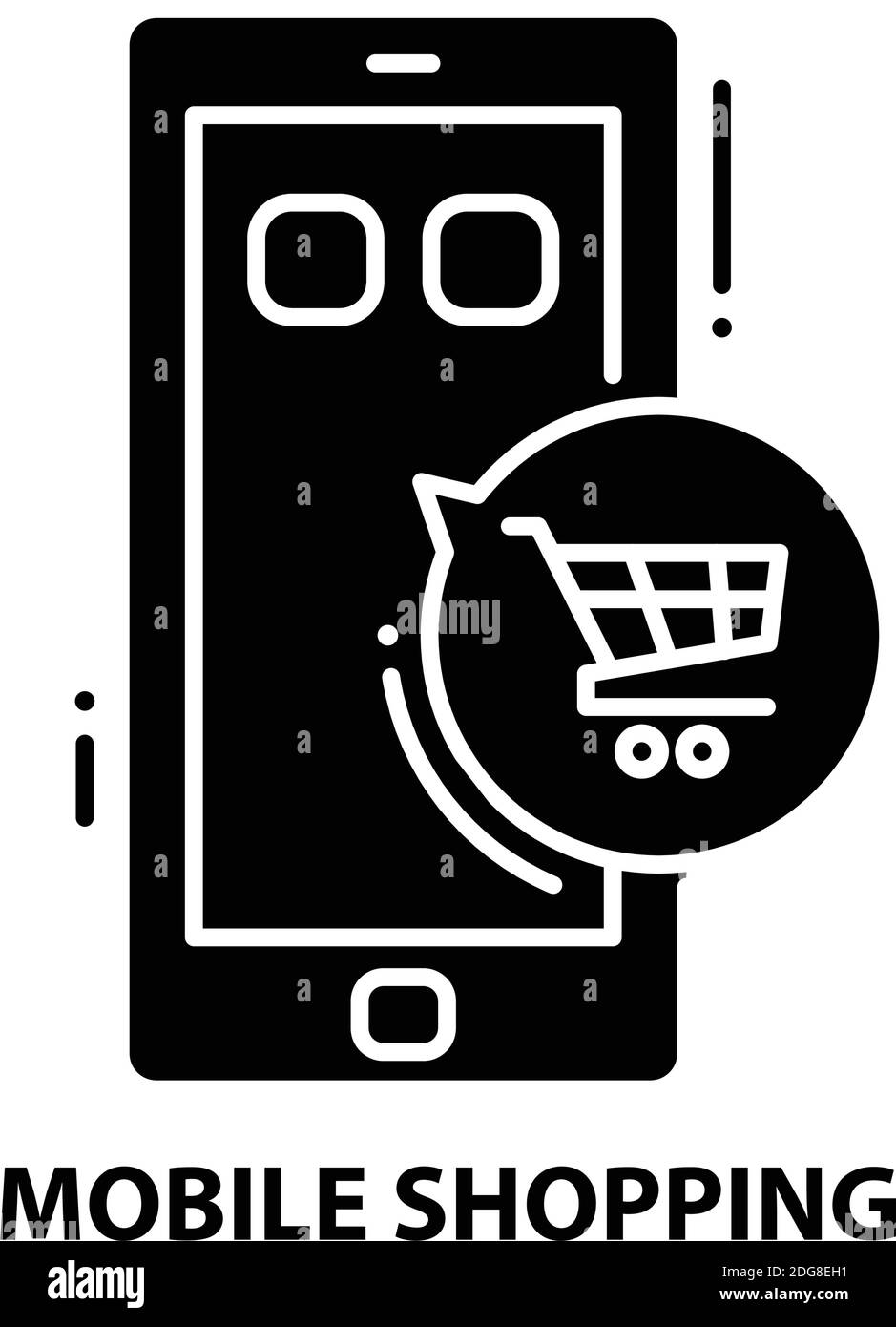 mobile shopping symbol icon, black vector sign with editable strokes ...