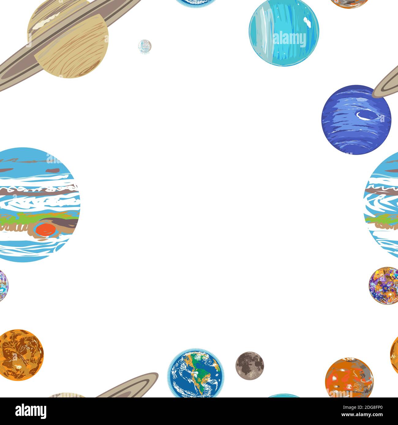 Solar system doodle pattern Stock Photo