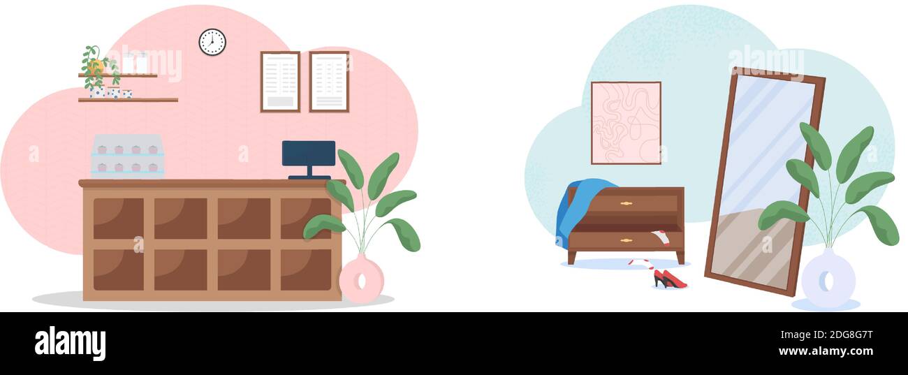 Interior flat color vector illustration set Stock Vector Image & Art ...