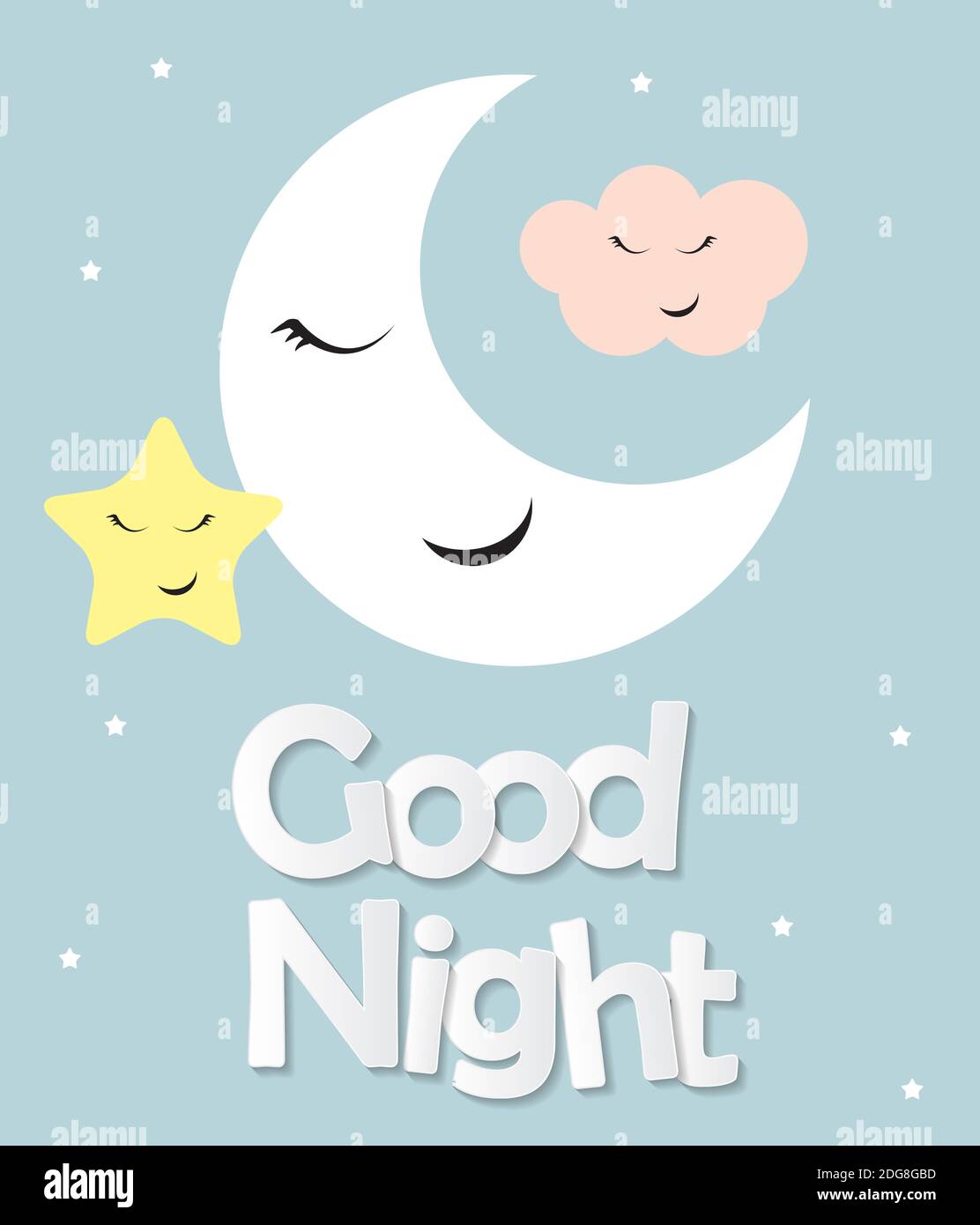 Cute Good Night kids Background Illustration Stock Photo - Alamy