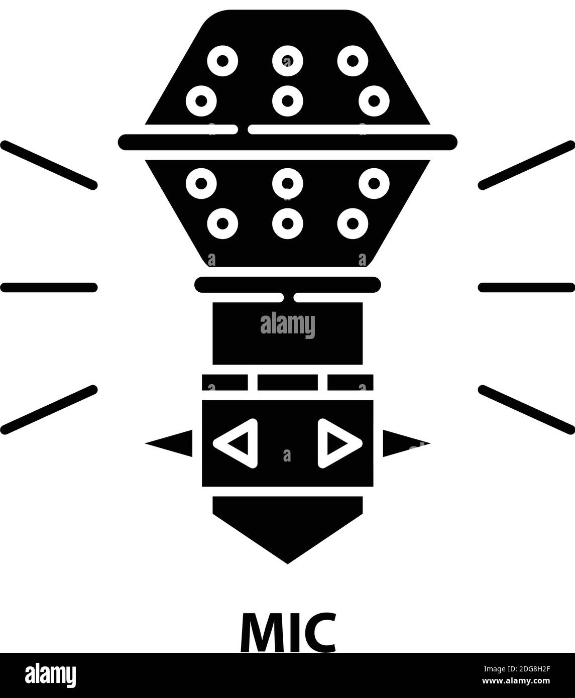 mic icon, black vector sign with editable strokes, concept illustration ...