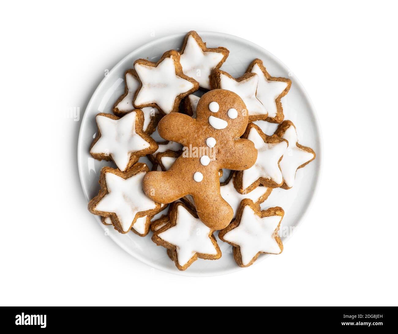 Xmas gingerbread man isolated on white background isolated on white background. Stock Photo