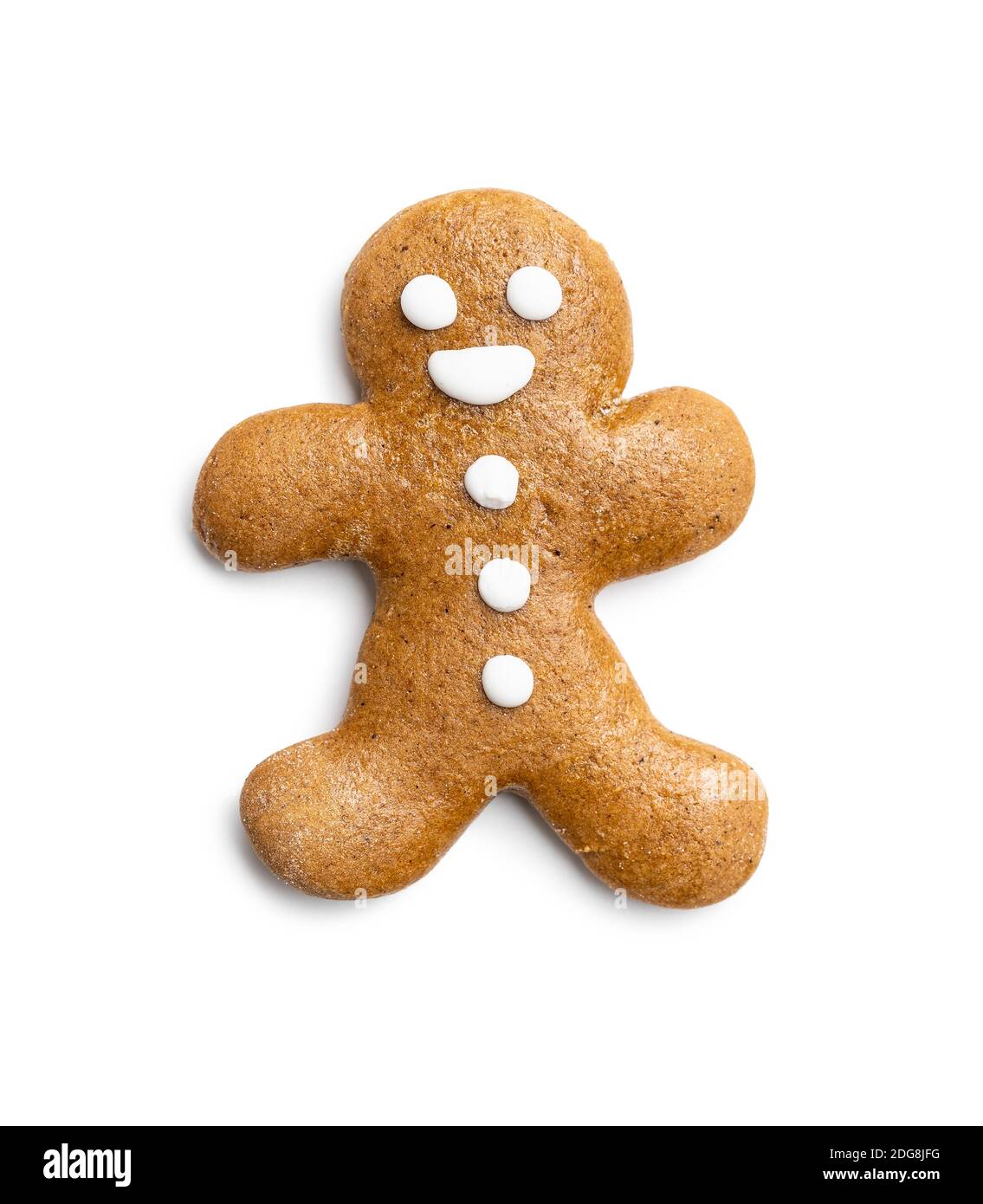 Xmas gingerbread man isolated on white background isolated on white background. Stock Photo