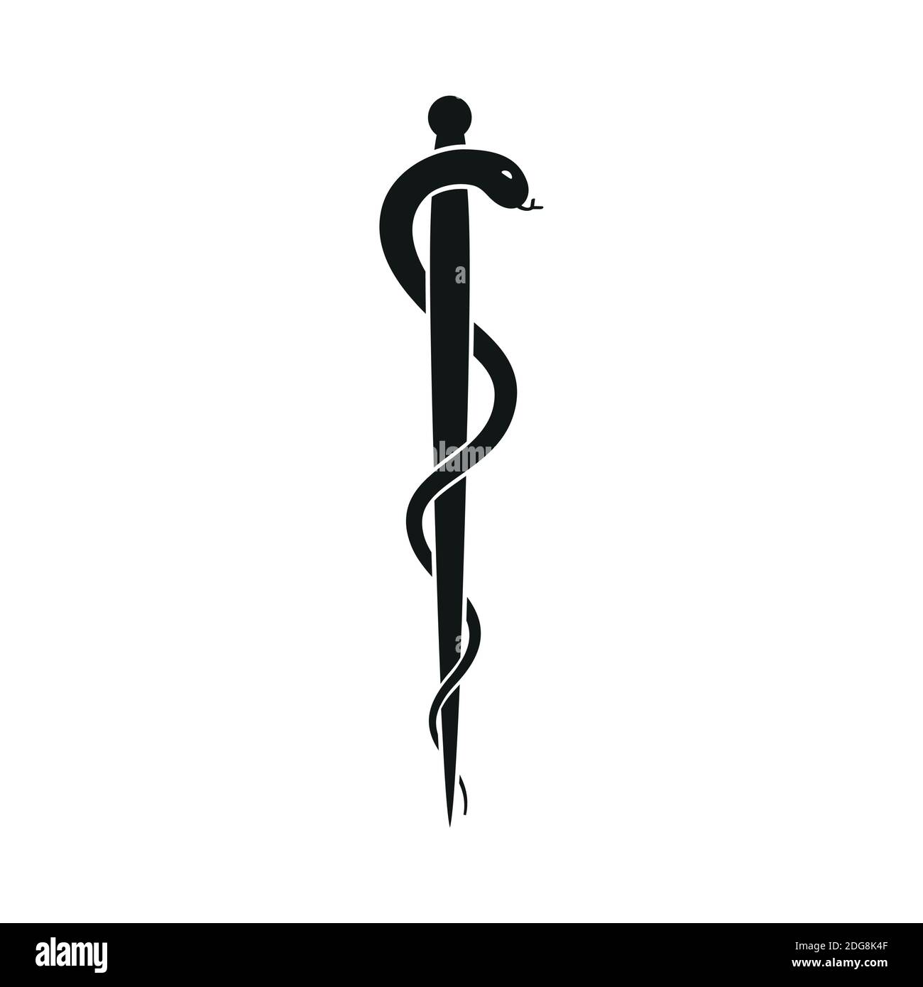 snake with stick medical symbol isolated on white vector illustration EPS10 Stock Vector