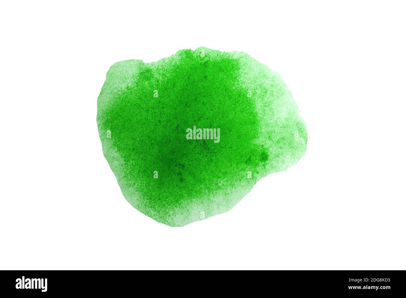 Abstract green color splash watercolor hand painted isolated on white ...