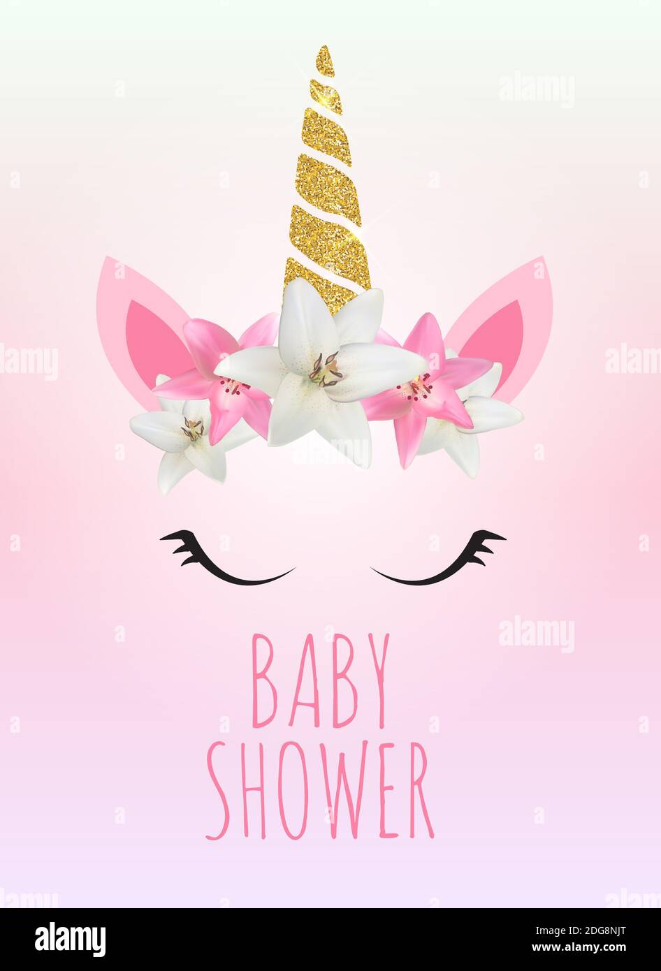 Baby shower with unicorn invitation. Illustration Stock Photo Alamy