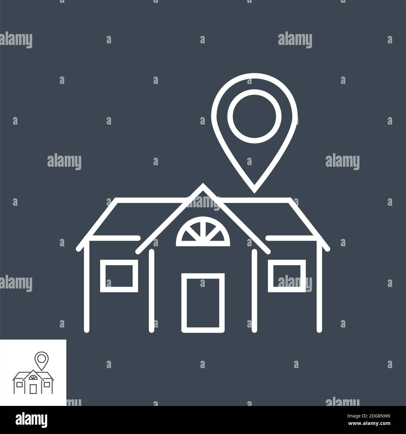 Stay Home related vector thin line icon. Stock Vector
