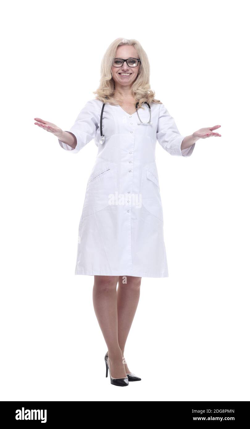 attractive female doctor smiles and gives a thumbs up Stock Photo - Alamy