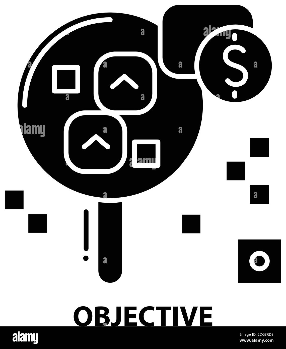 objective icon, black vector sign with editable strokes, concept