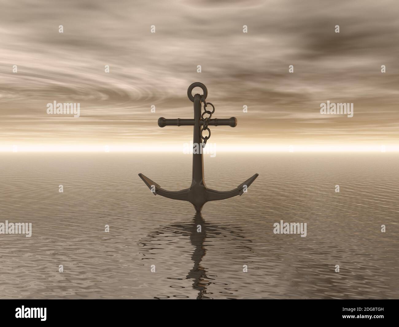 Anchor and landscape 3D illustration rendering Stock Photo
