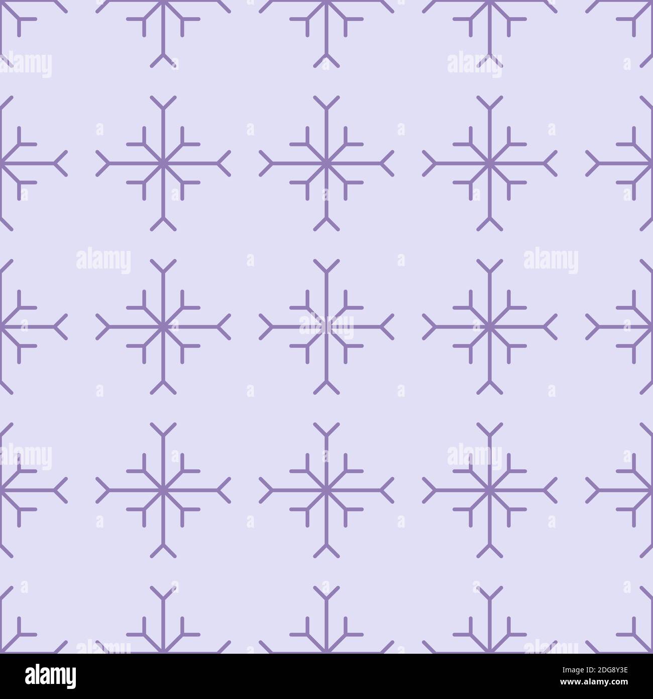 Purple seamless pattern with simple purple snowflakes for Christmas and New Year design, wrapping paper, wallpapers.  Stock Vector