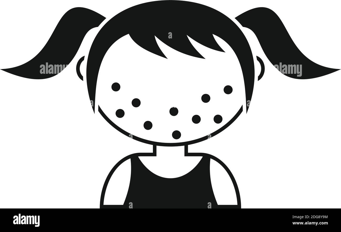 Chicken pox kid girl icon, simple style Stock Vector