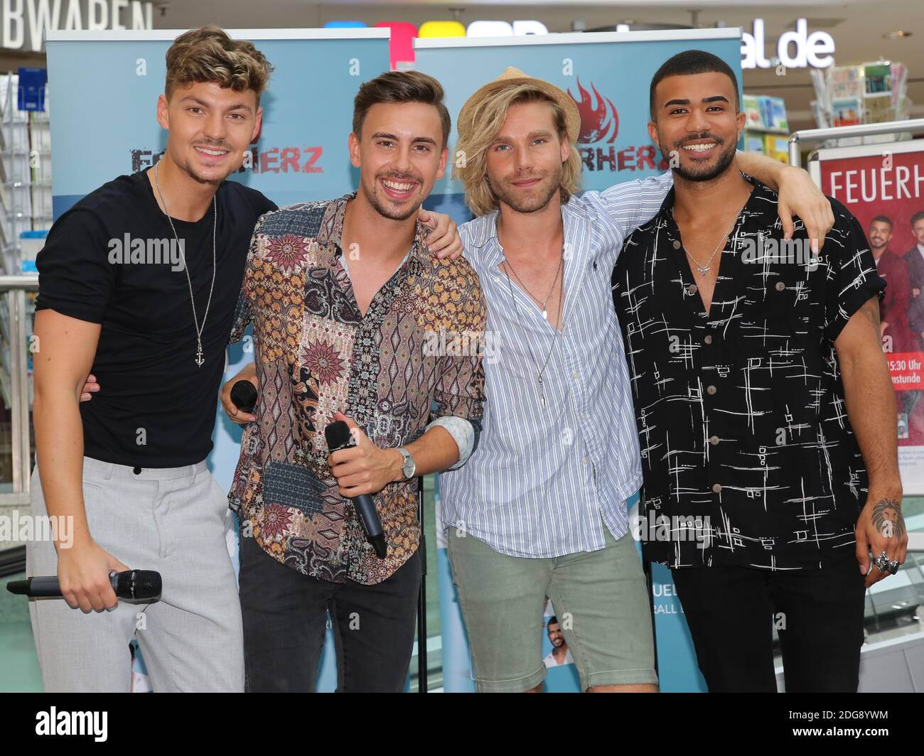 German Schlager boy group Feuerherz during an autograph session on May 29, 2018 in Magdeburg Stock Photo