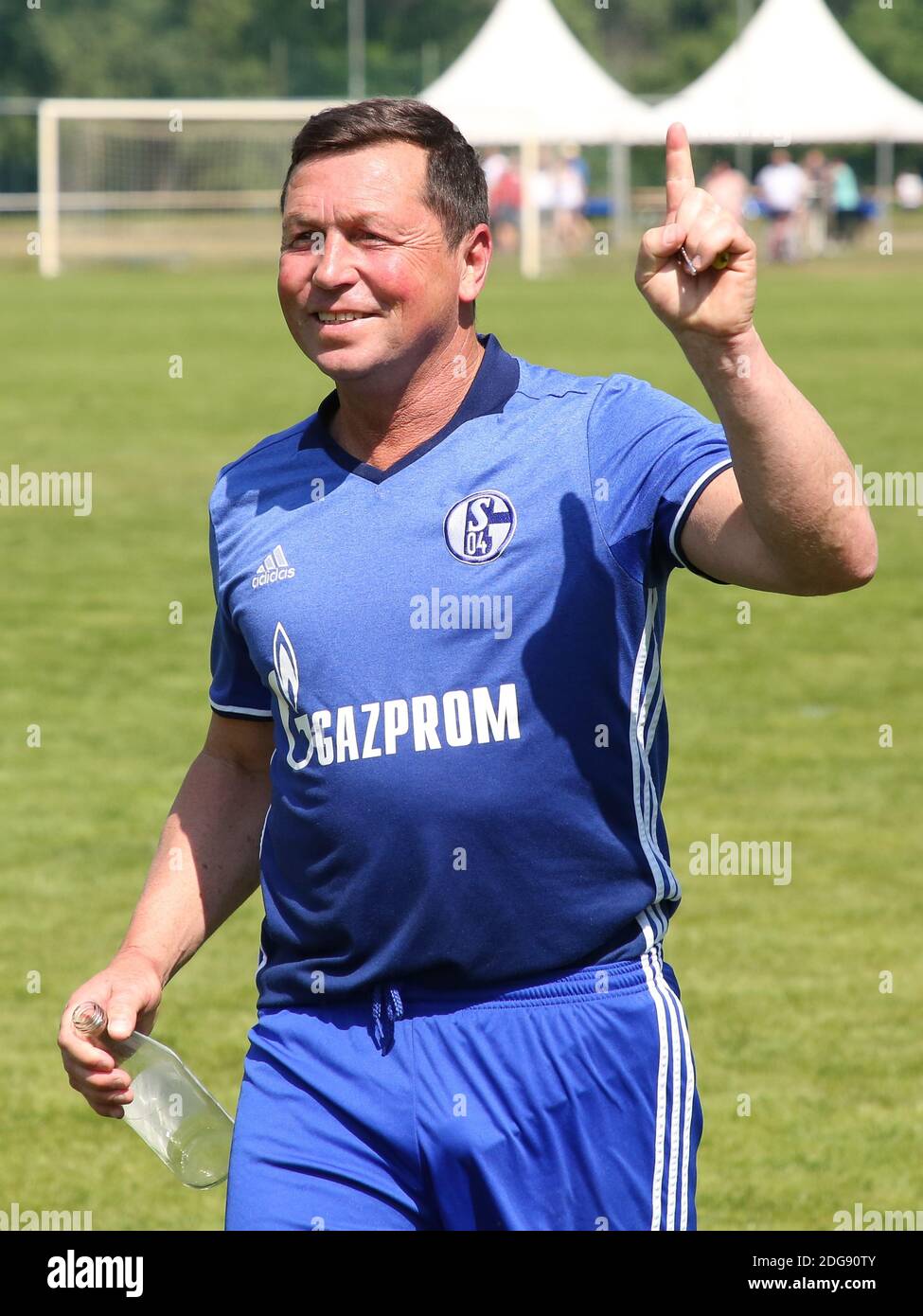 Former German soccer player Willi Landgraf traditional team FC Schalke 04 game in Quedlinburg 2018 Stock Photo