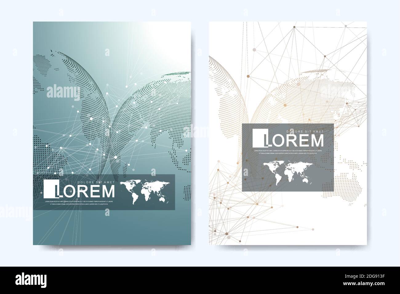 Modern vector template for brochure, leaflet, flyer, advert, cover, catalog, magazine or annual report. Global network connection. Scientific Stock Vector