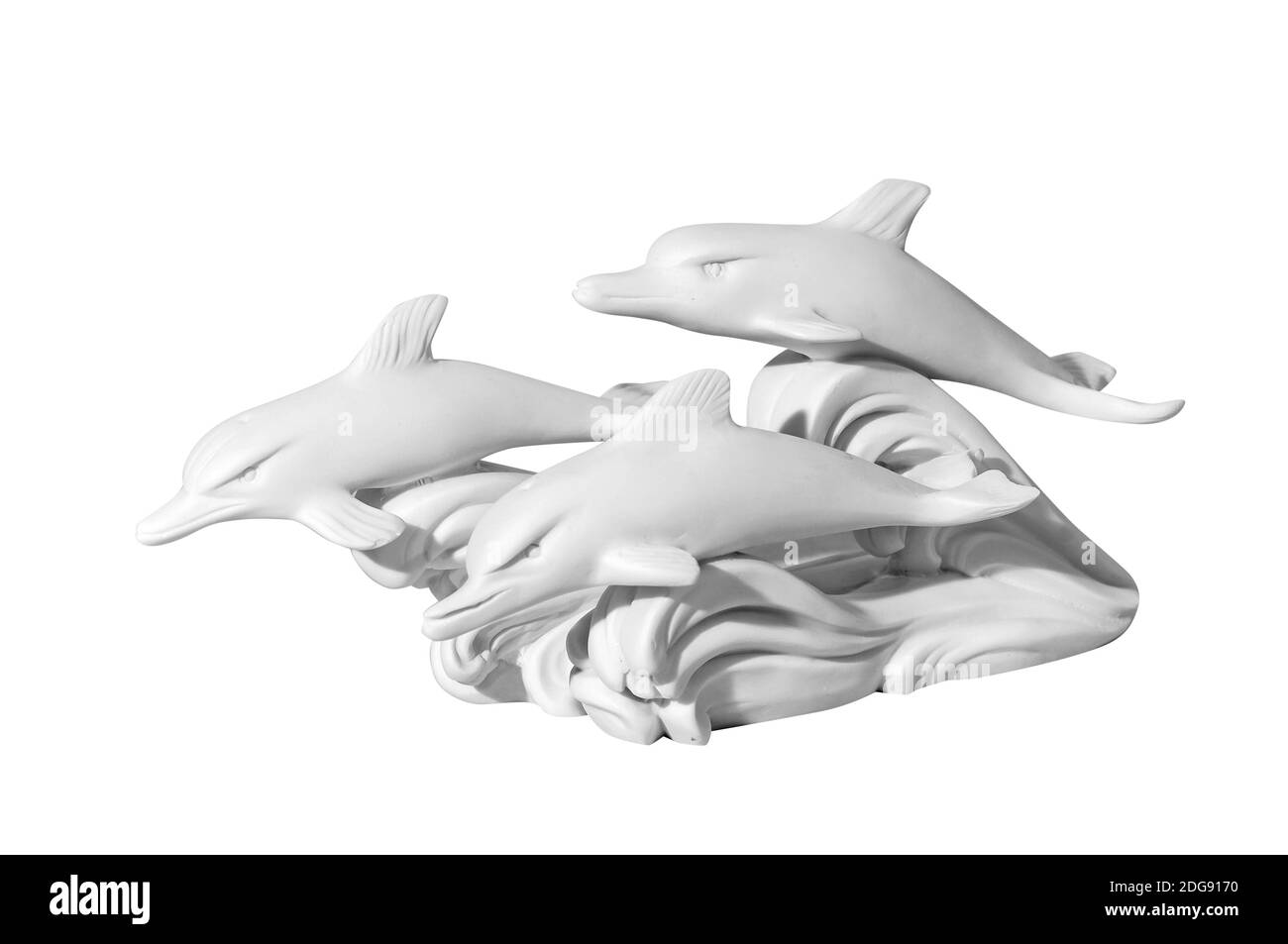 Statue of dolphins on a white background Stock Photo