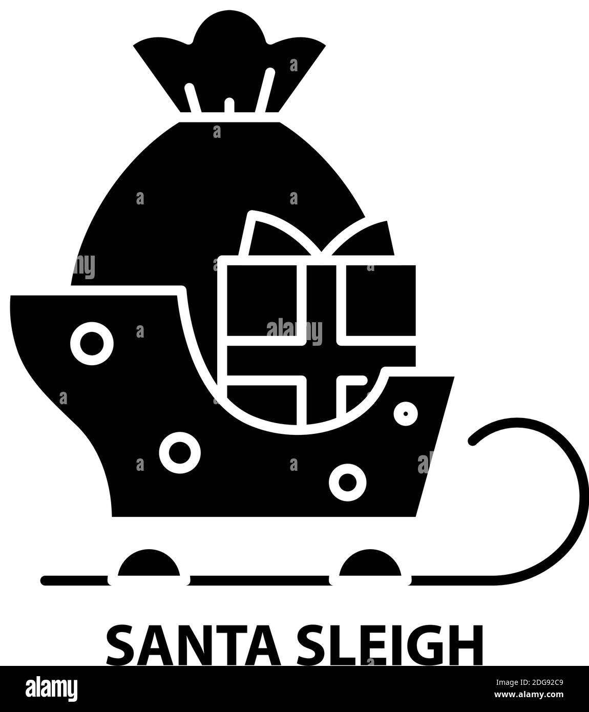 santa sleigh icon, black vector sign with editable strokes, concept illustration Stock Vector