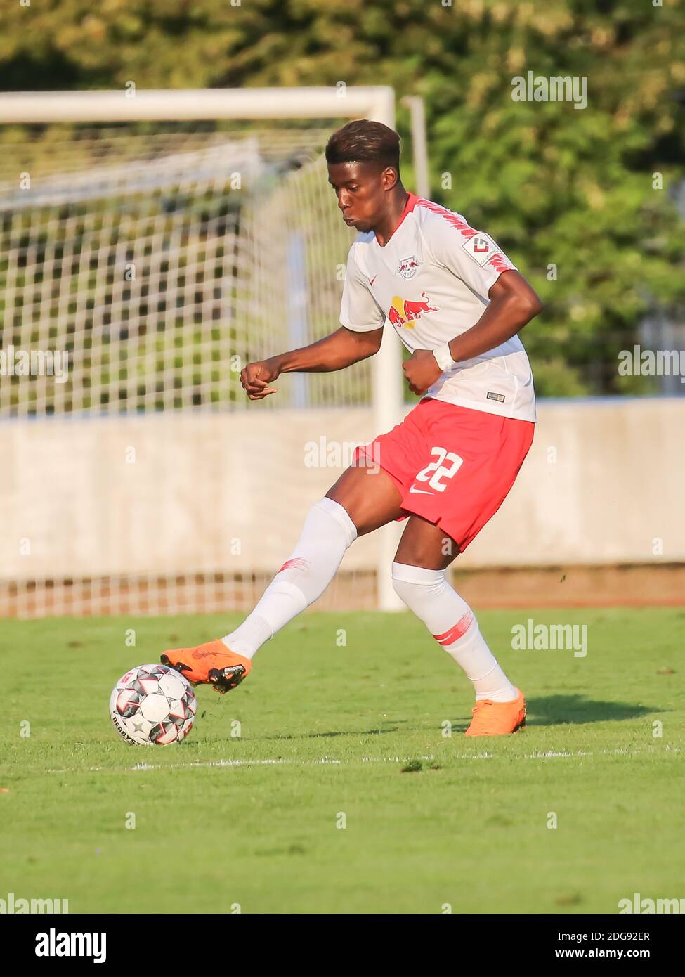 French soccer player Nordi Mukiele from RB Leipzig in a friendly at FC Grimma on July 20, 2018 Stock Photo