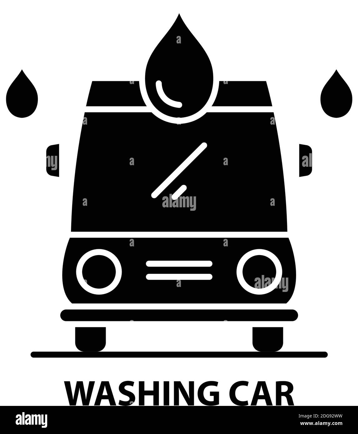 washing car icon, black vector sign with editable strokes, concept illustration Stock Vector