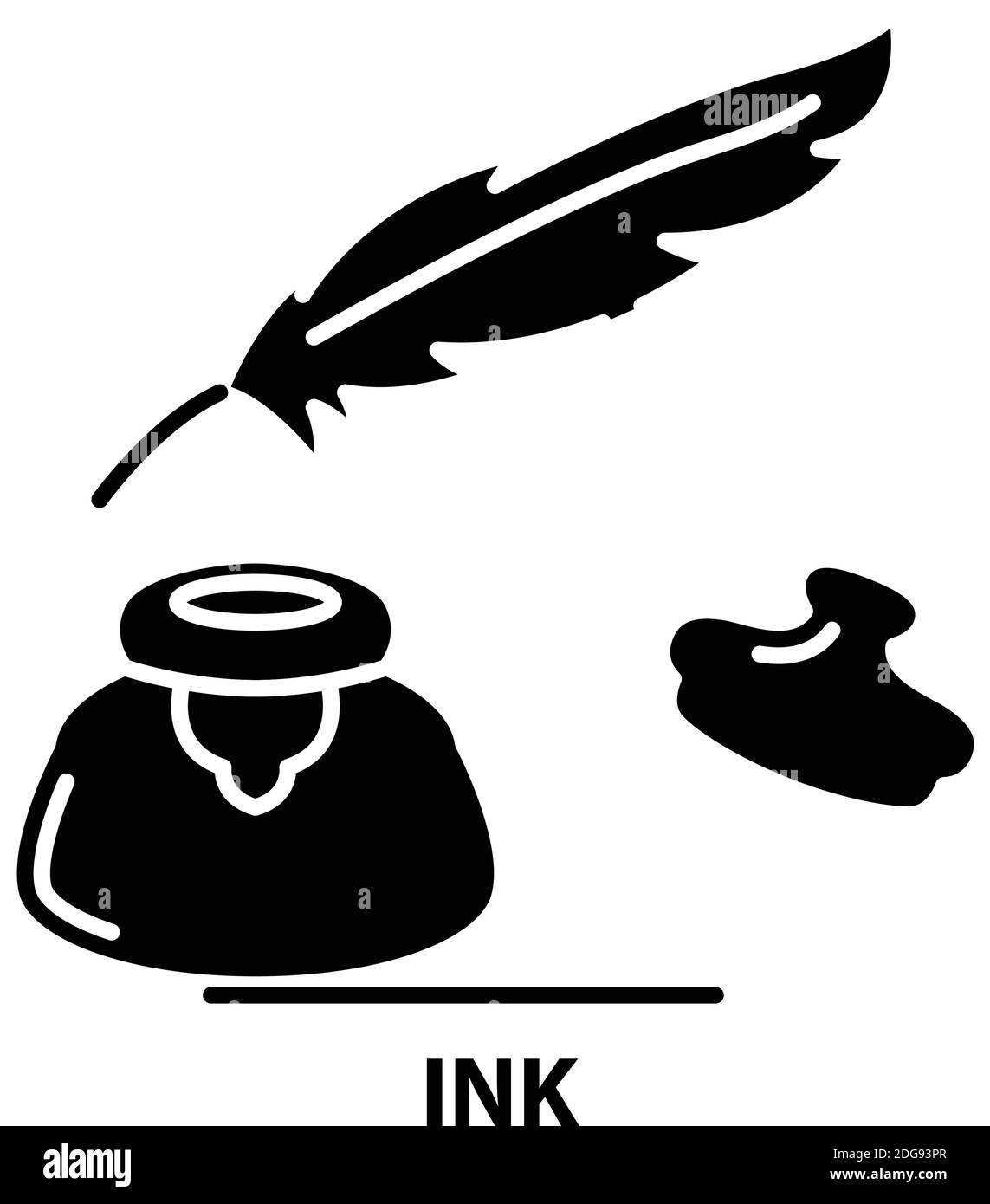 ink icon, black vector sign with editable strokes, concept illustration ...
