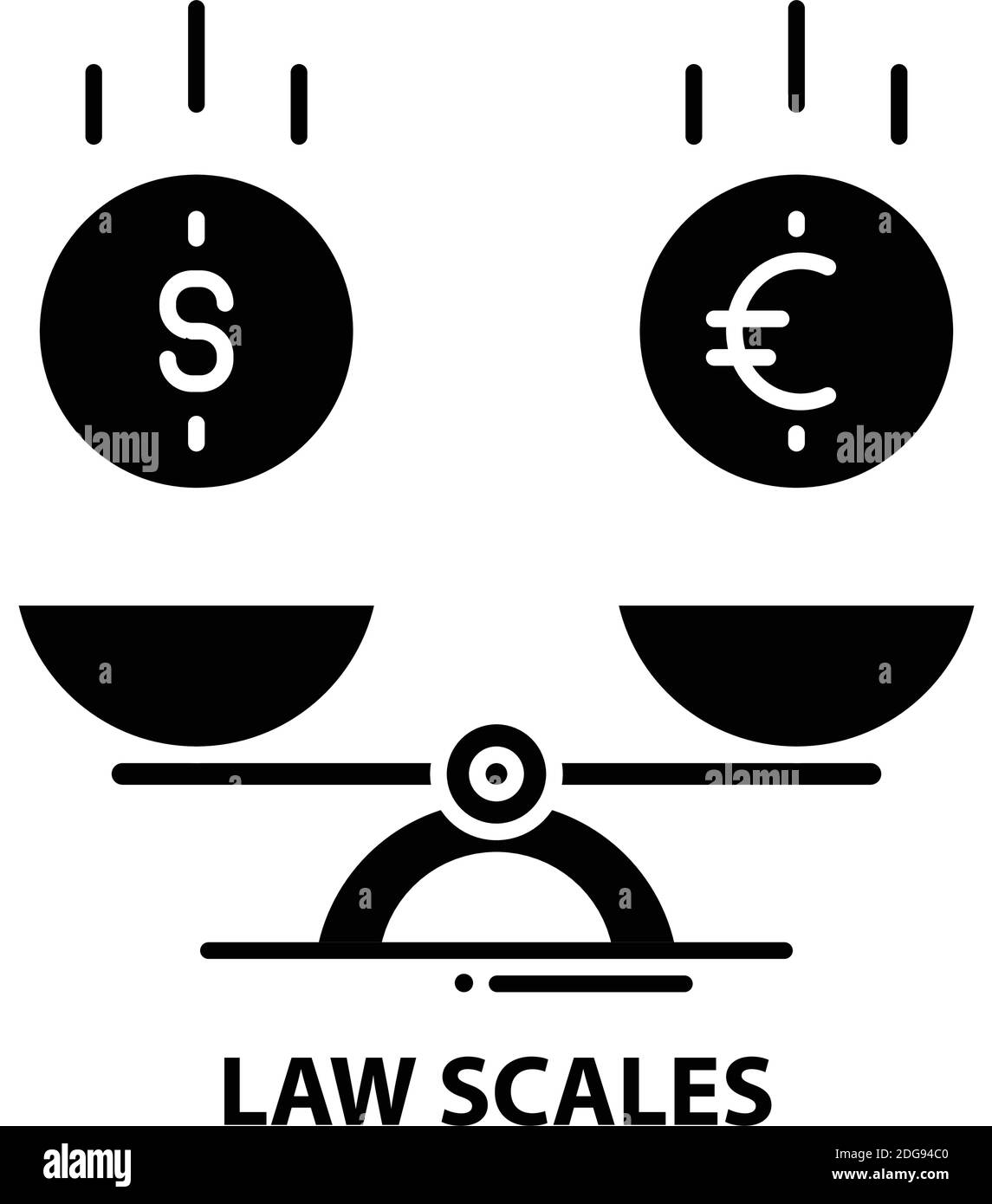 law scales symbol icon, black vector sign with editable strokes, concept illustration Stock Vector