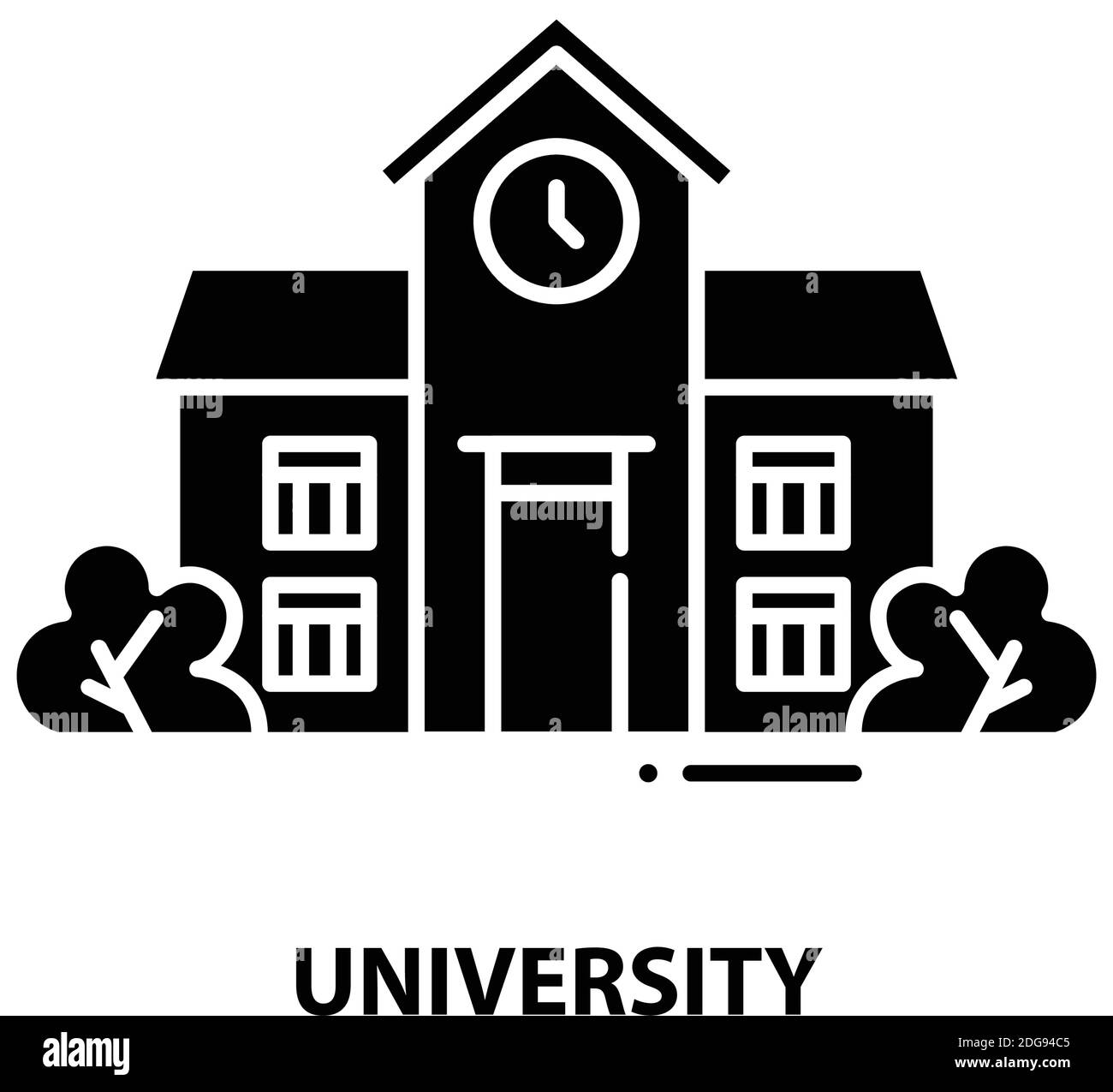 university icon, black vector sign with editable strokes, concept ...