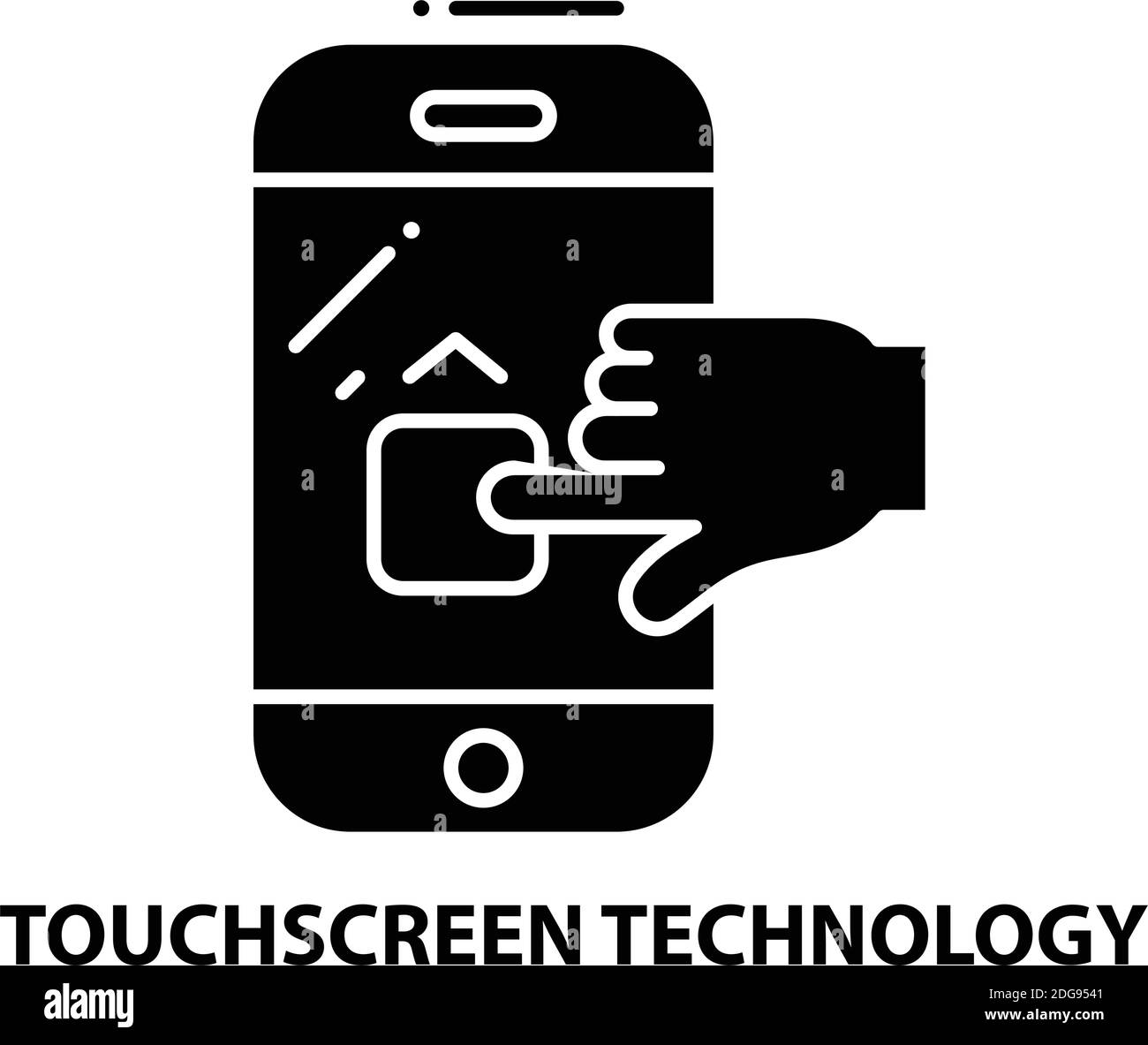 touchscreen device technology icon, black vector sign with editable