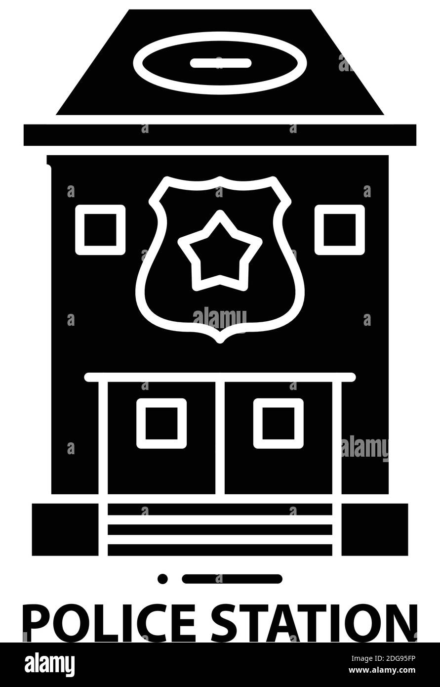 police station symbol icon, black vector sign with editable strokes, concept illustration Stock Vector