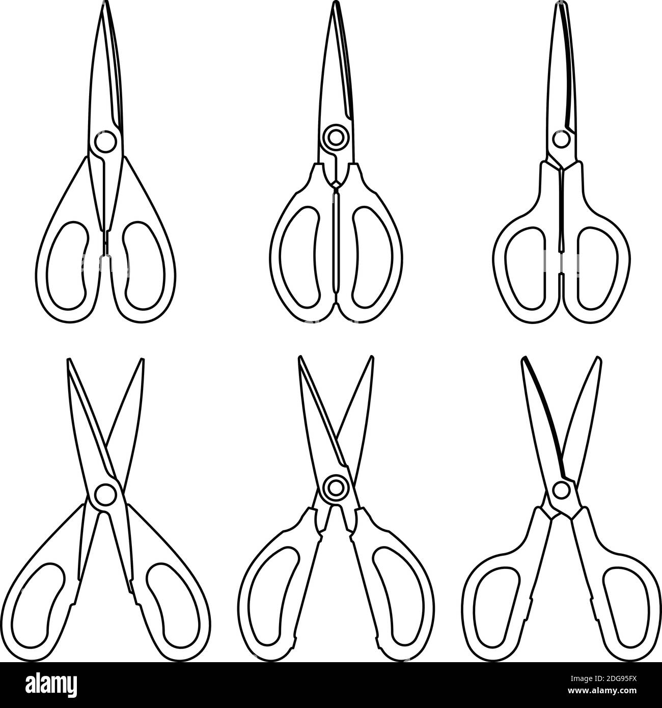 Cutting tool. Scissors. Shears. Thin line icons Stock Vector