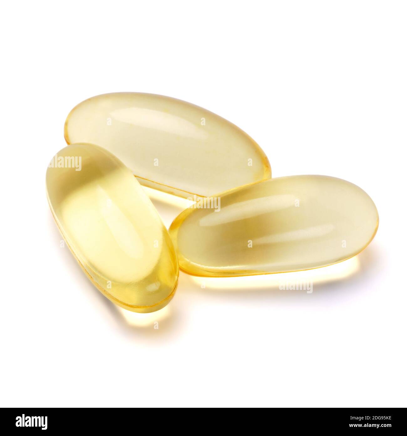 transparent pill of vitamin E isolated on white background Stock Photo