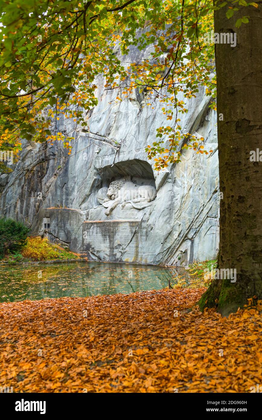 Beautiful view of Dying Lion Monument of Lucerne Stock Photo