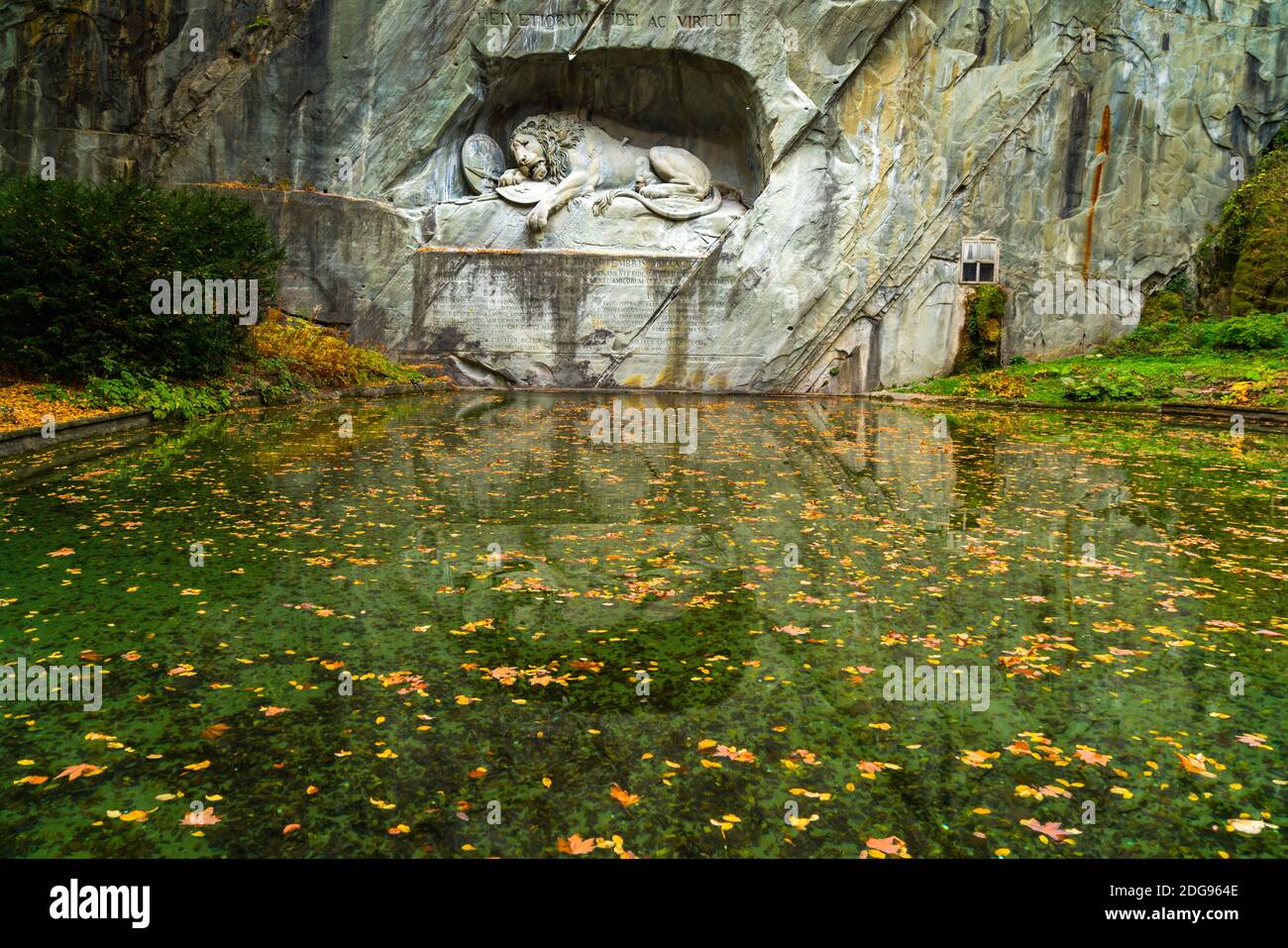 View of Lion Monument of Lucerne Stock Photo
