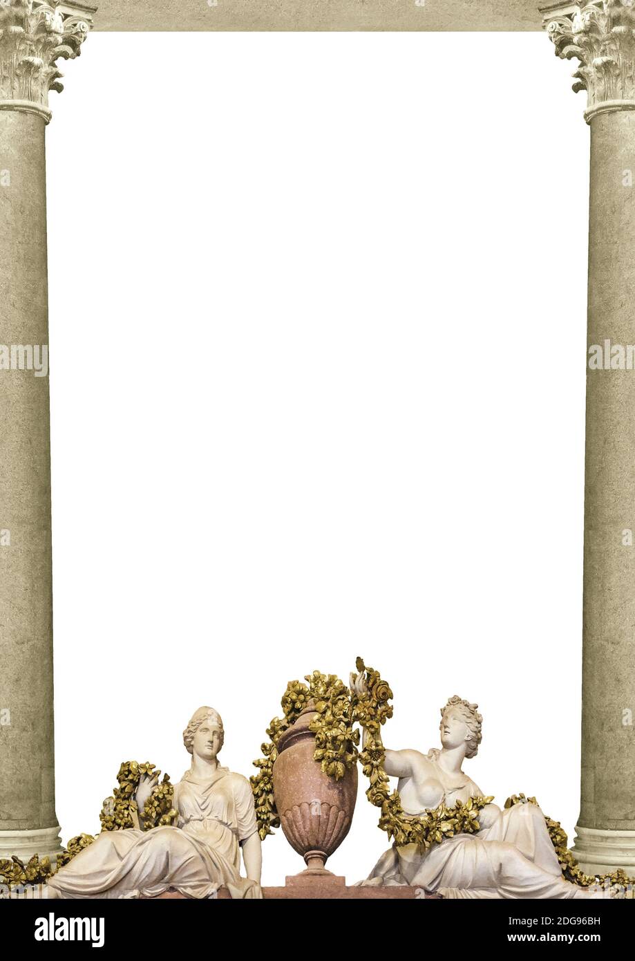 Portrait Blank Frame With Sculpture Bottom Borders Stock Photo