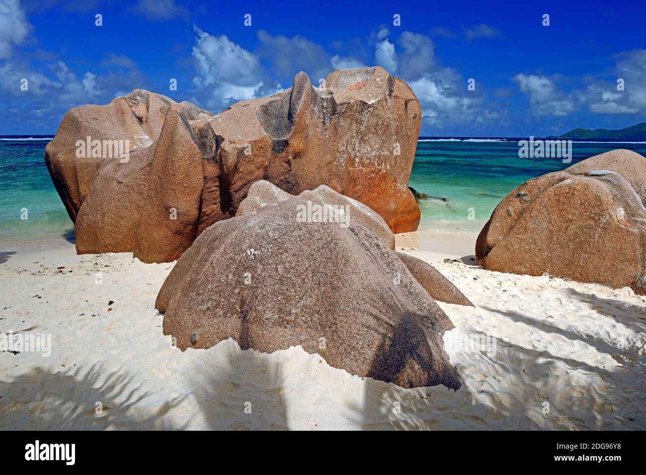 Ostafrika, Granitfelsen am Traumstrand Anse Royal,   Insel Mahe, Seychellen Stock Photo