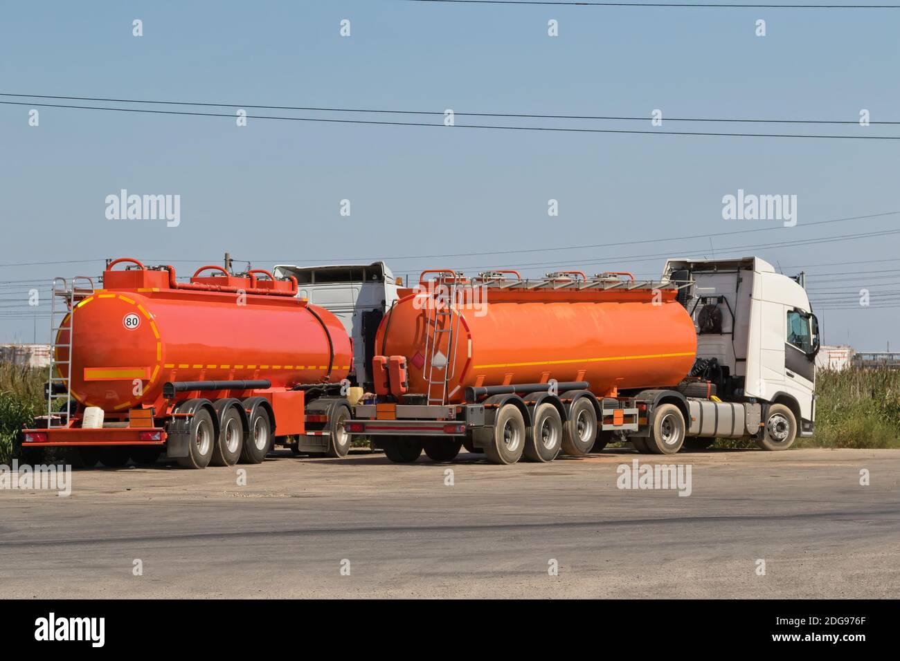 Trucks with tanks Stock Photo