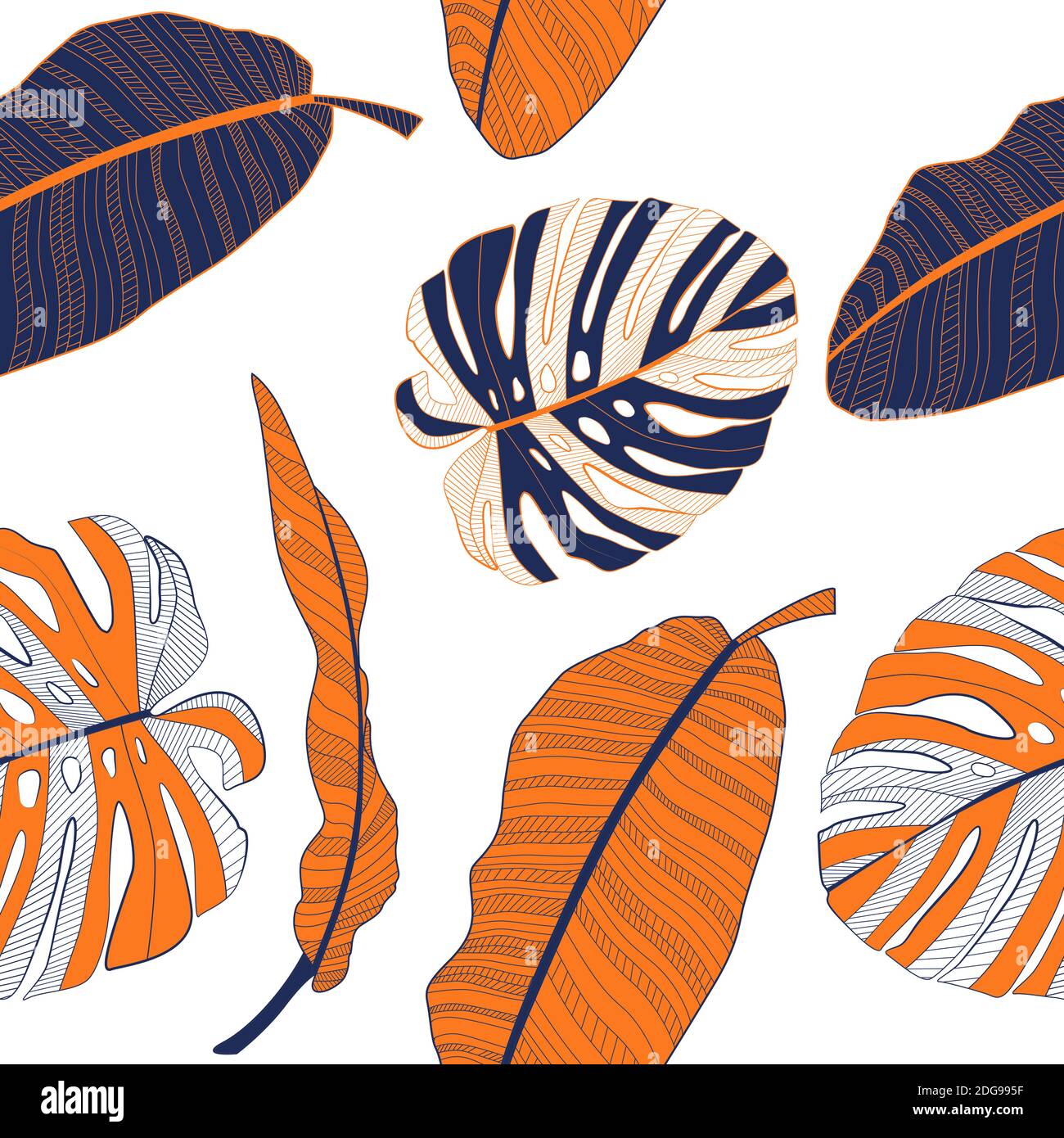 Abstract tropical palm leaf seamless pattern background. Illustration ...