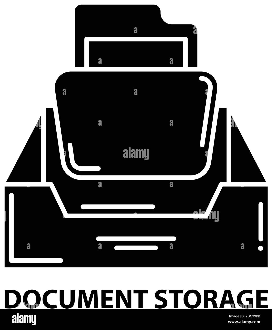 document storage icon, black vector sign with editable strokes, concept illustration Stock Vector