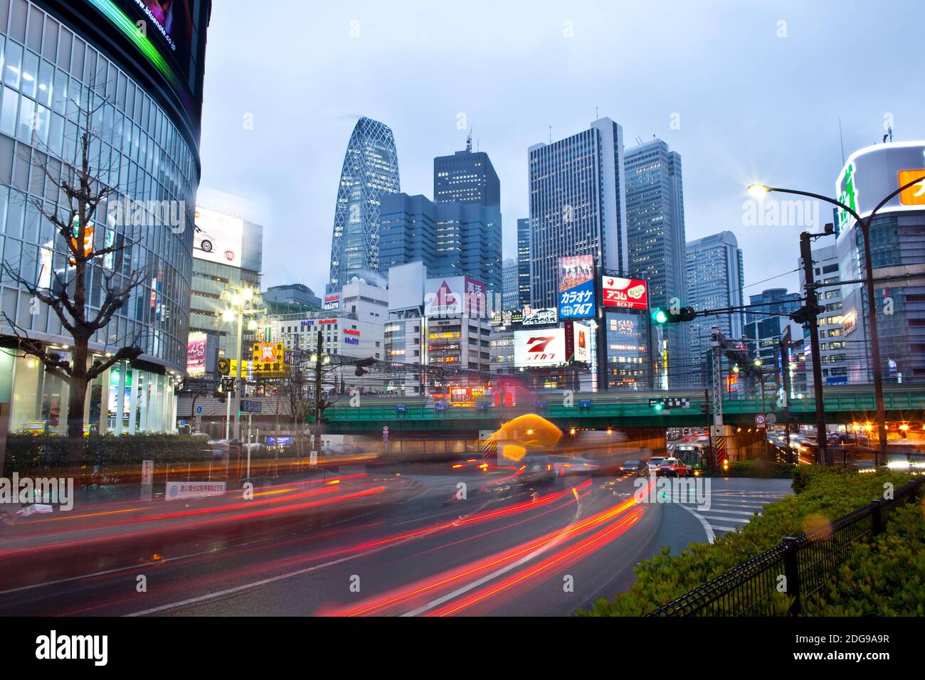 Tokyo, Kanto Region, Honshu, Japan - Cityscape of buildings and billboards at Shinjuku district. Stock Photo