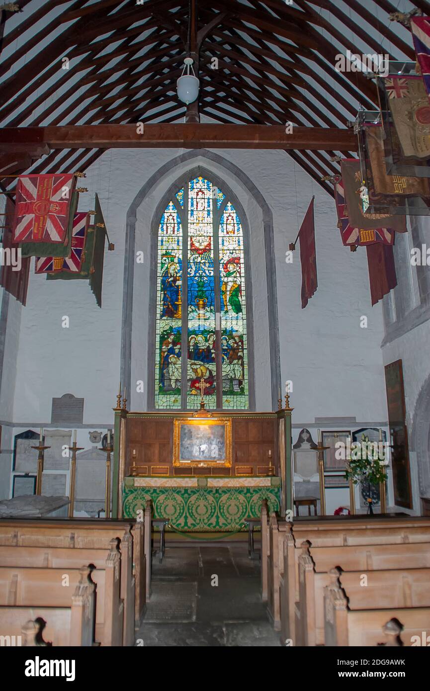 Inside the Harvard Chapel of Brecon Cathedral in Powys, Wales Stock
